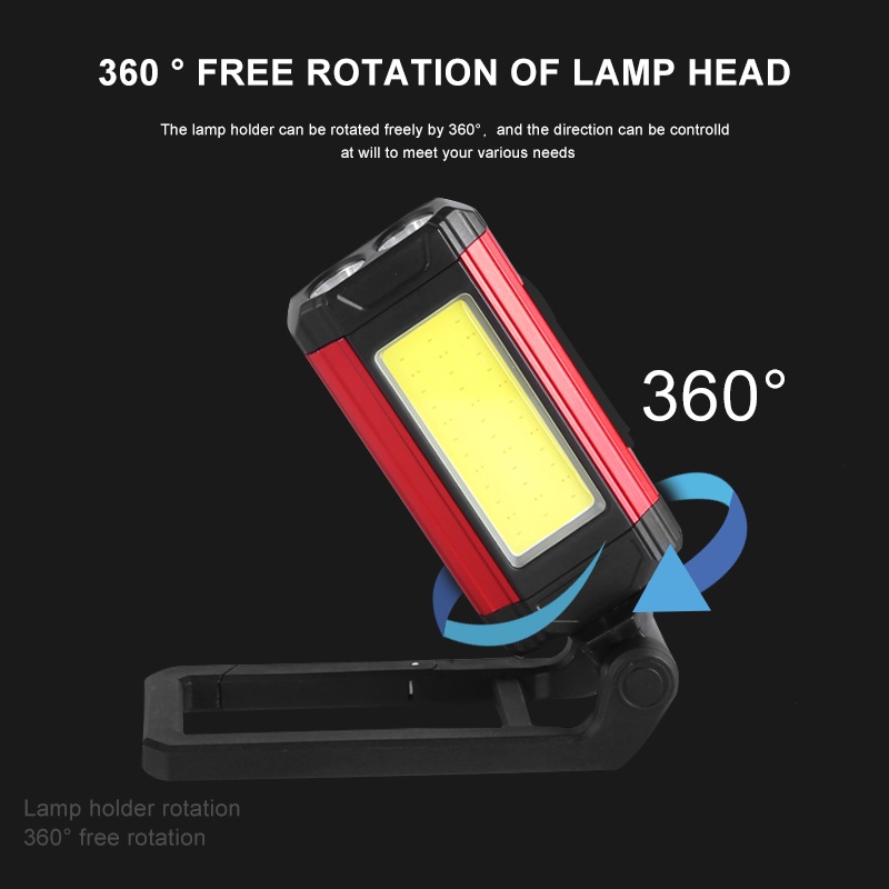 Super bright and practical led USB rechargeable magnetic charging light with magnetic suction clip adjustable LED work light delivery angle fast