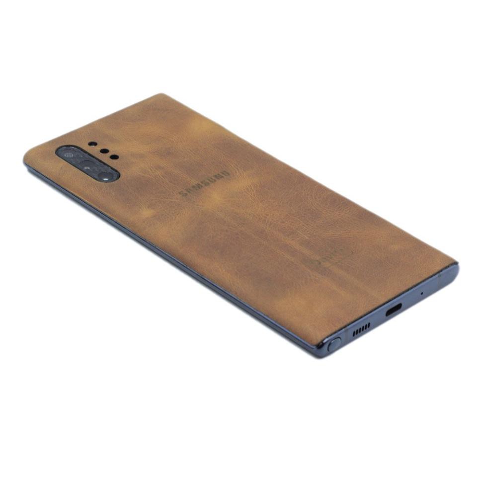 [HCM]Ốp dán da Galaxy Note 10 plus - Da nhập khẩu cao cấp - (Nâu bò sáp )