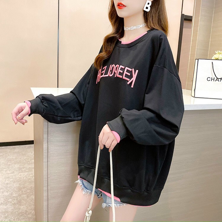 Áo Hoodie Nữ Sweater Nữ Cổ MC Form Dài Phú Mông In Chữ Cá Tính Vải Nỉ Bông Mềm Mại