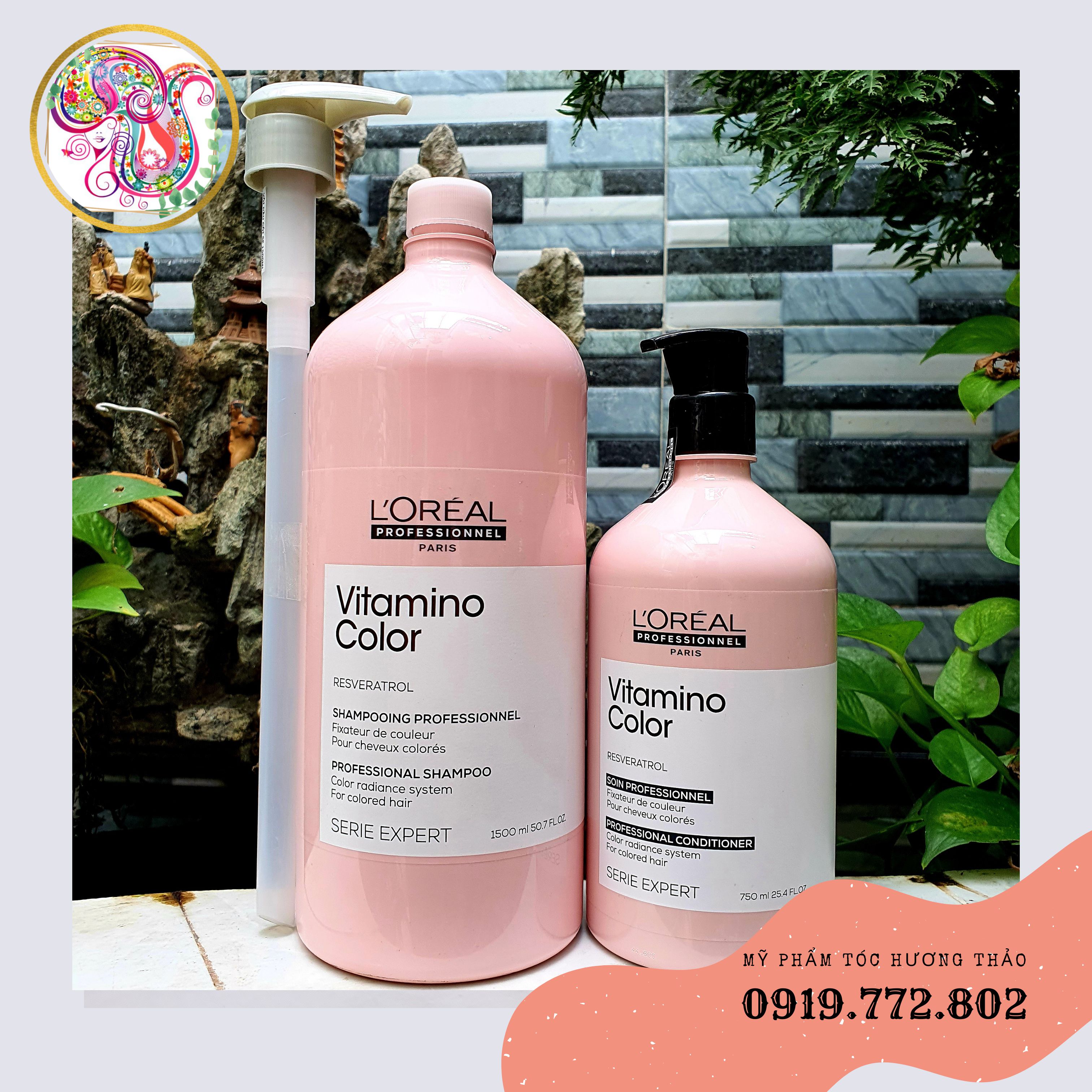 [MẪU MỚI] L'Oréal Cặp dầu gội xả giữ màu tóc nhuộm Loreal Professionnel Paris Vitamino color radiance (1500ml + 750ml)