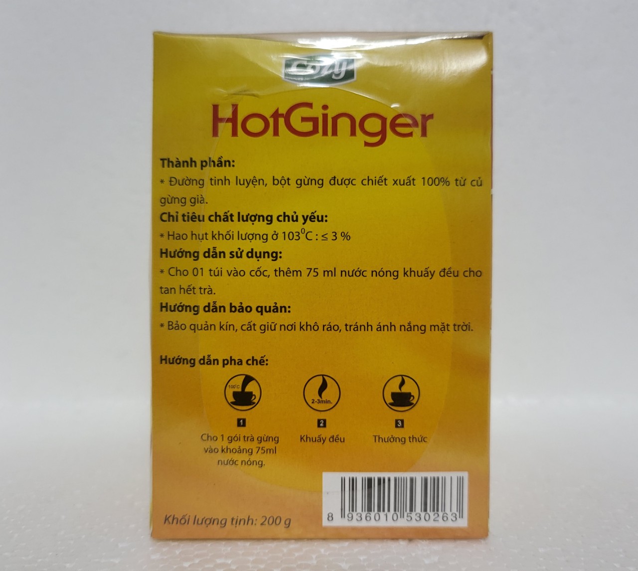 [Hộp 200g (20 gói x 10gram)] TRÀ GỪNG HÒA TAN [VN] COZY Hot Ginger Tea