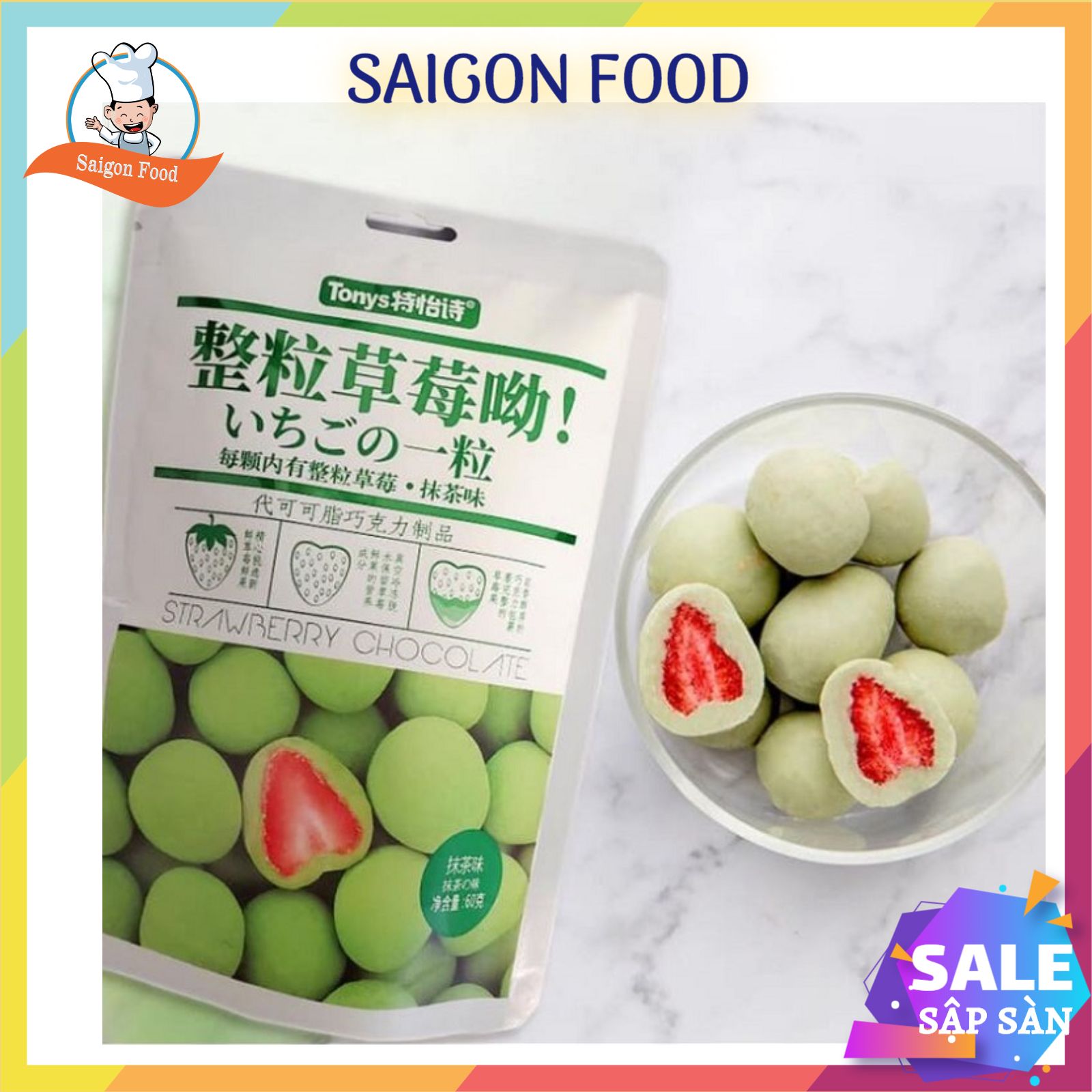 [HCM]Socola bọc dâu tây sấy [Socola Matcha] - SAIGON FOOD