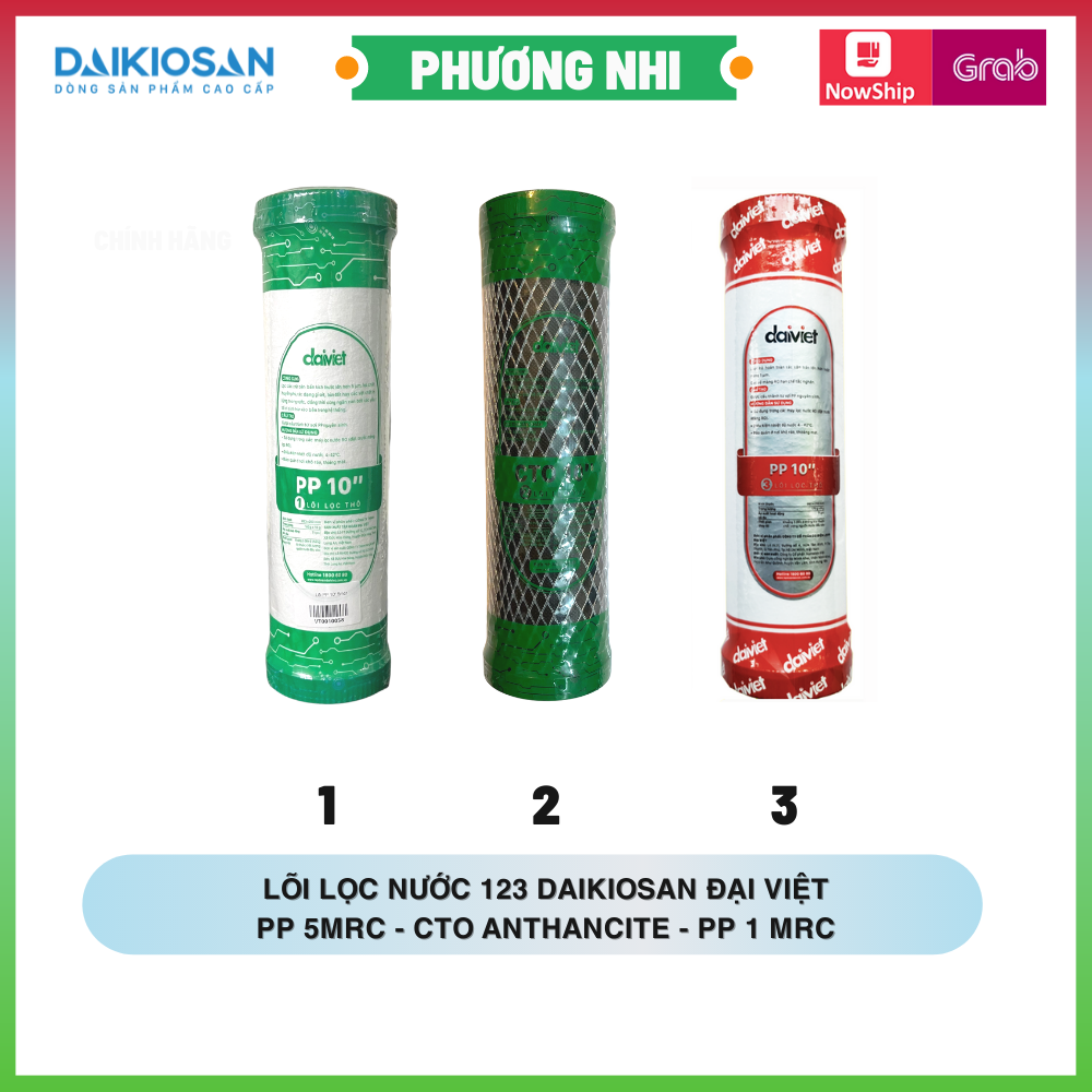 Combo 3 lõi lọc nước 123 đại việt pp 5 mrc - cto anthancite - pp 1 mrc chính hãng