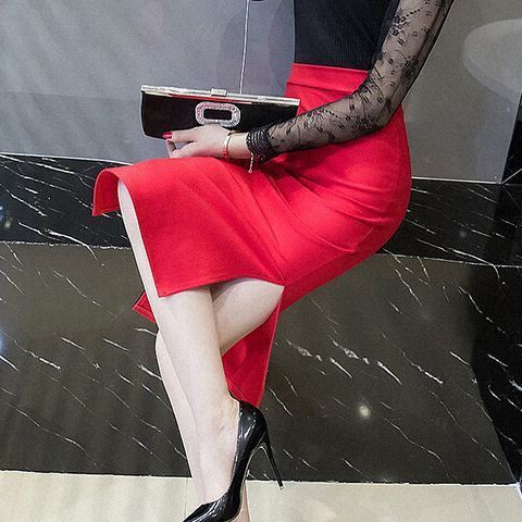 [HCM]Chân váy công sở dài bigsize xẻ tà màu đen dài 63cm [size từ 48-85kg]