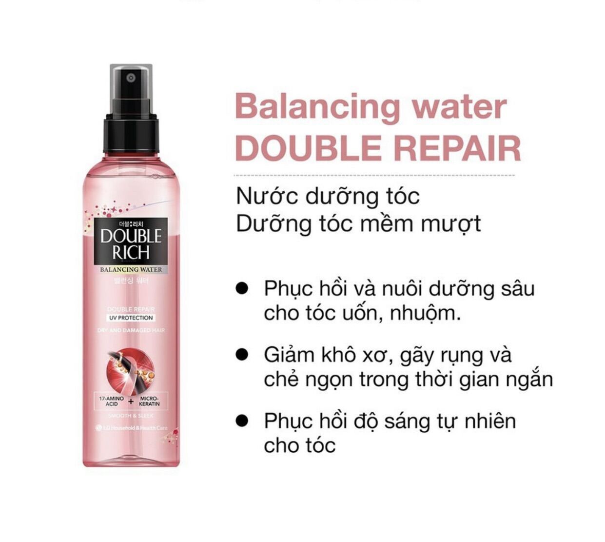 Xịt dưỡng tóc Double Repair 250ml, nuôi dưỡng phục hồi tóc khô sơ