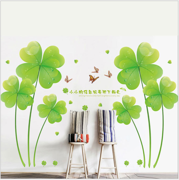 Decal dán tường: Combo cỏ may mắn