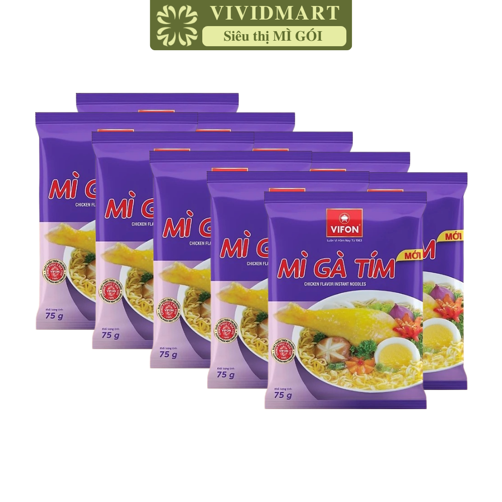 [SET 10 GÓI] - VIFON - Mì gà tím Vifon, Mì Vifon gà tím, Mì gà Vifon gà tím, Mì gói gà tím ăn liền Vifon mì ăn liền (75g/gói)