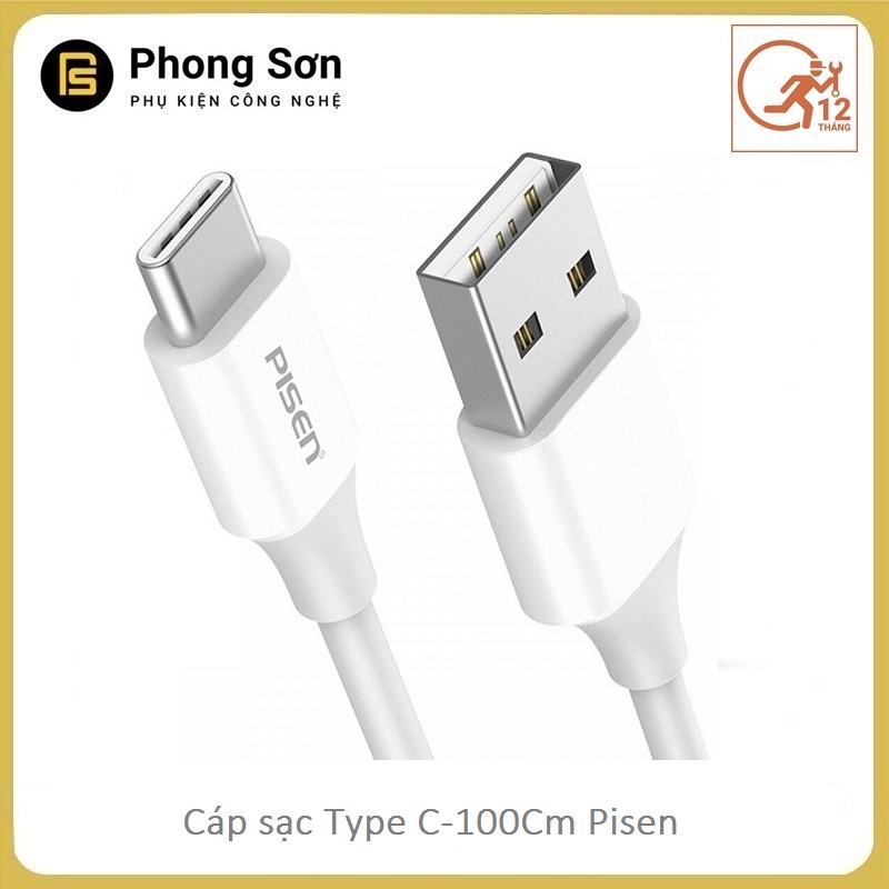 Cáp sạc USB Type C 100cm Pisen (màu đen)
