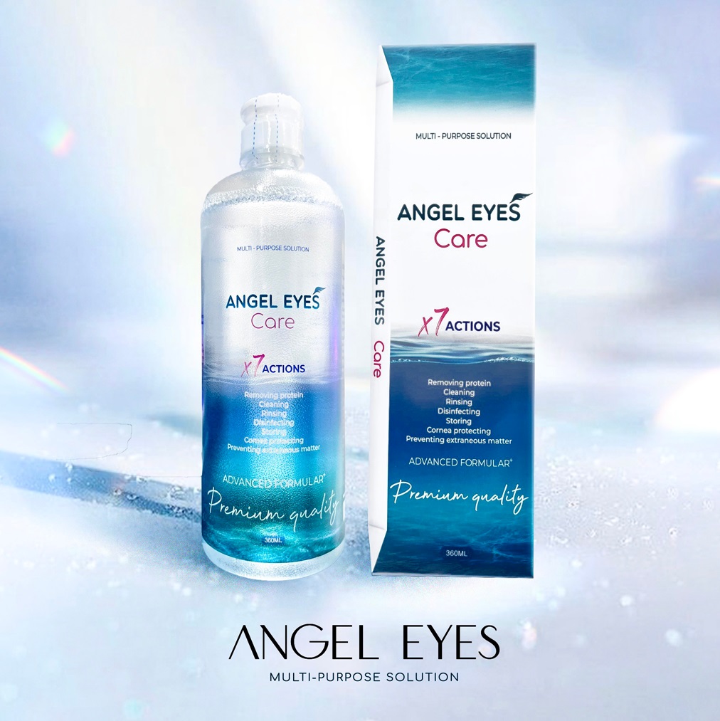 CHÍNH HÃNG - Nước ngâm lens Angel Eyes chai lớn 360ml, dung vệ sinh và bảo quản kính áp tròng - Multi-purpose Solution for Contact Lens