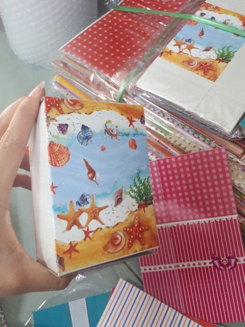 Combo 10 Hộp Xếp In Xinh Xắn (Kèm Nơ Rút Bản 1.8Cm)