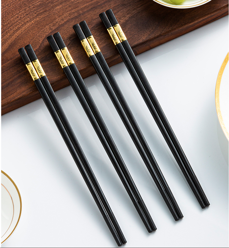 Home and garden - bộ 10 cặp đũa nhà hàng, khách sạn golden chopsticks