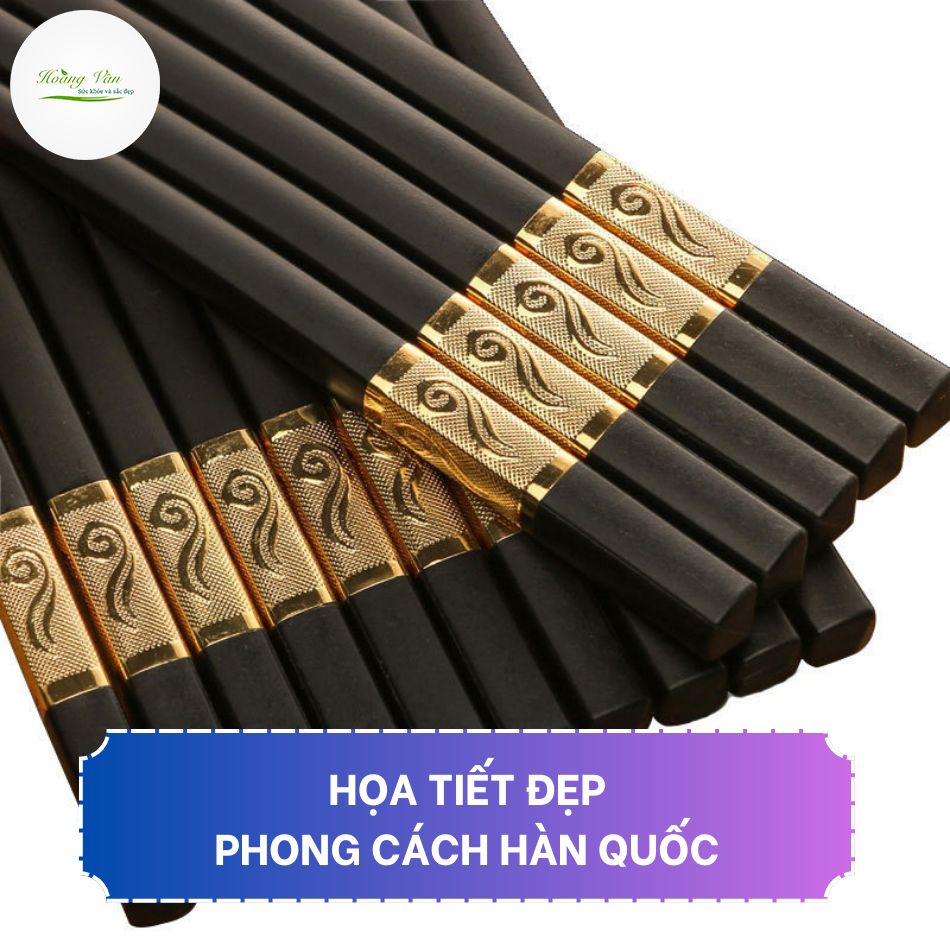 [HCM]Bộ 10 đôi đũa khảm vàng phong cách Hàn Quốc - 27cm