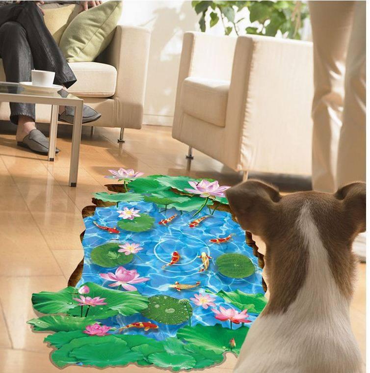 [HCM]DECAL DÁN TƯỜNG HỒ CÁ 3D