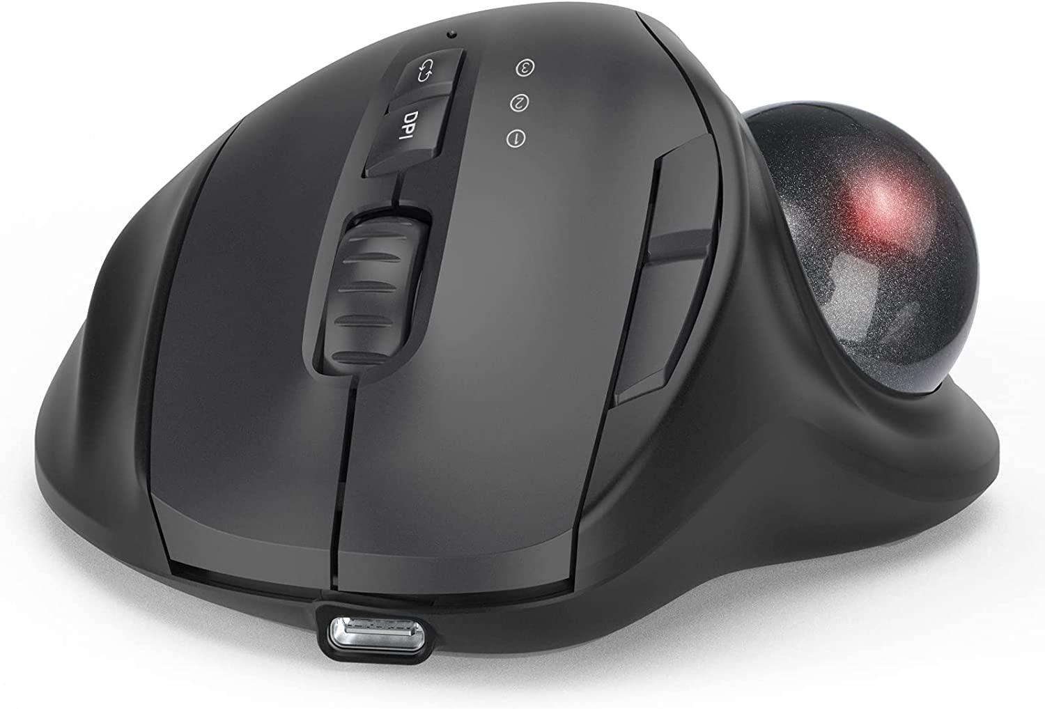 Ergonomic Mouse Wireless Trackball Mouse Bluetooth Mouse Adjustable 2400 DPI Dual Mode Vertical Mouse Connecting up to 3 devices simultaneously for Laptop