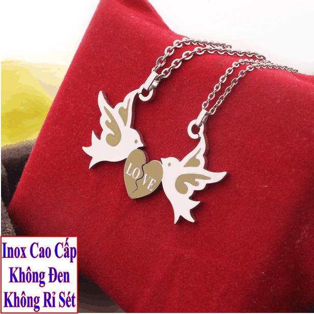 (Gift 01 bangles) necklaces couple stainless steel đẹp that cheap double dove carved letters love White wholesale price as above is 1 pair as picture-commitment 1 Đổi 1 if Hoen, rust