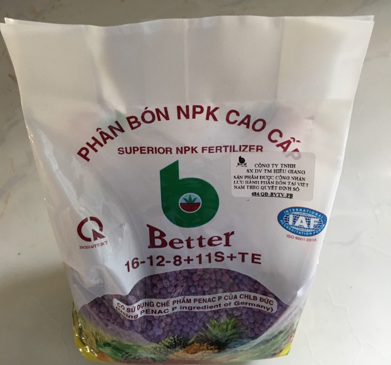 Phân bón NPK CAO CẤP BETTER 16-12-8+11S+TE  1KG/GÓI