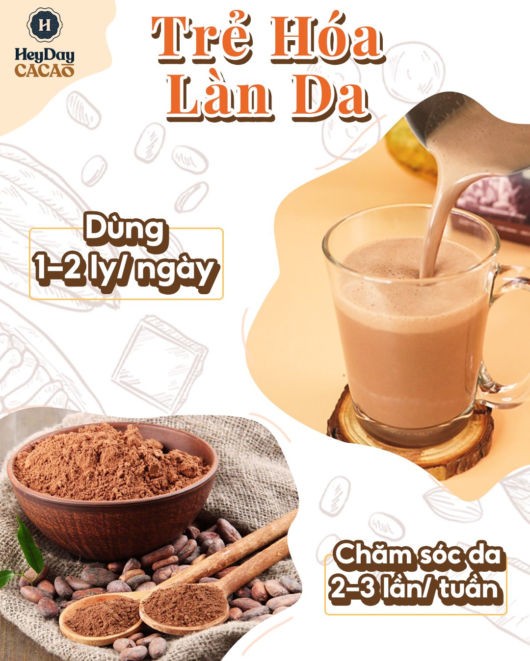 Bột ca cao sữa (Heyday Cacao) - 240g | hot cocoa, sữa dừa