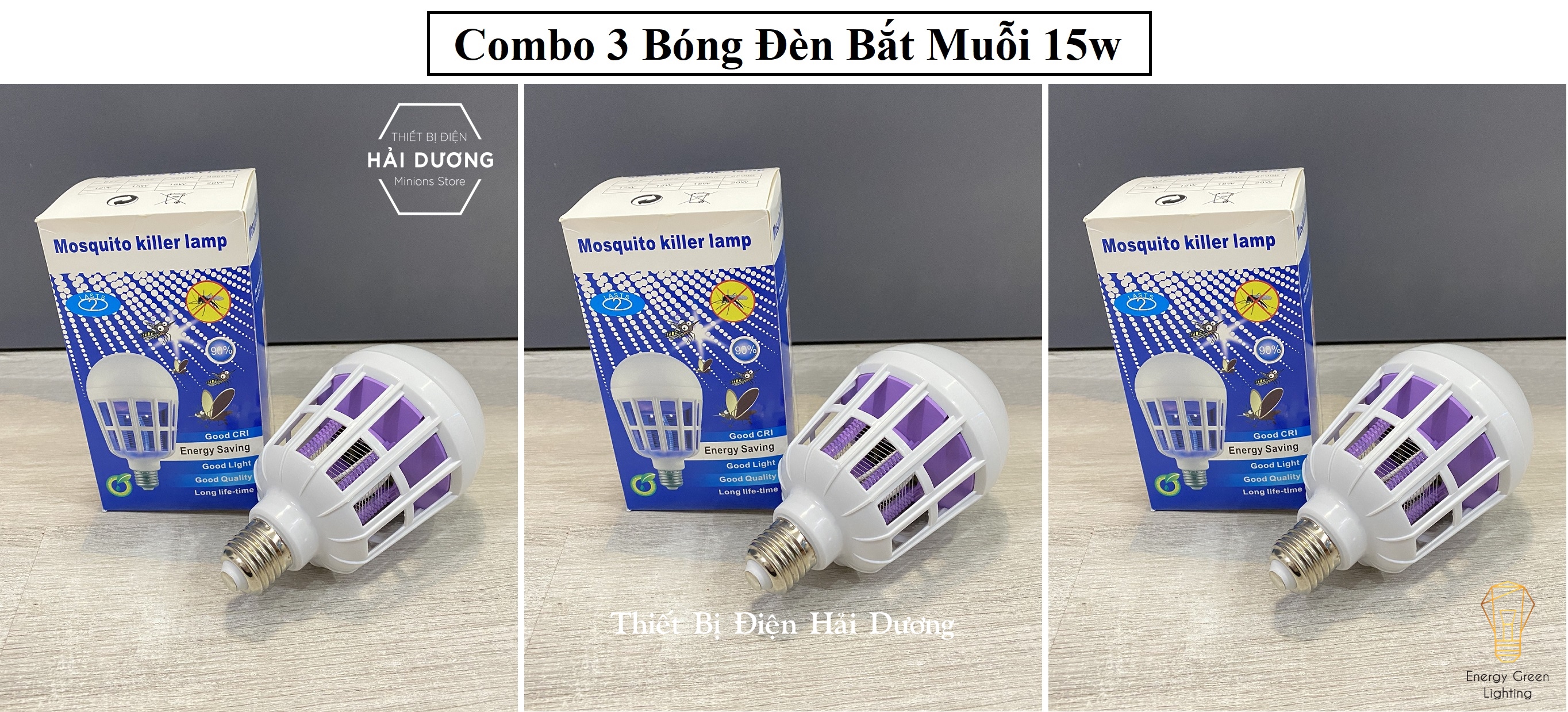 Combo 3 Bóng Đèn Led Chiếu Sáng Kiêm Bắt Muỗi 15w/20w Diệt Muỗi , Côn Trùng An Toàn Hiệu Quả