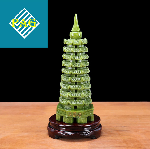 THÁP VĂN XƯƠNG 9 TẦNG ĐÁ LAM NGỌC 19 cm