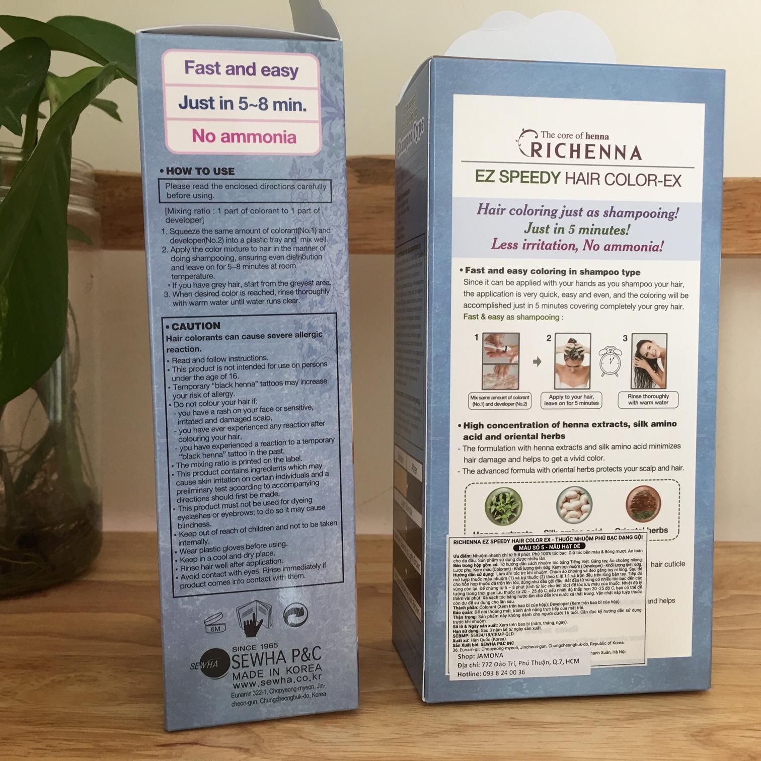 Dầu gội nhuộm tóc RICHENNA (số 5 Chestnut)