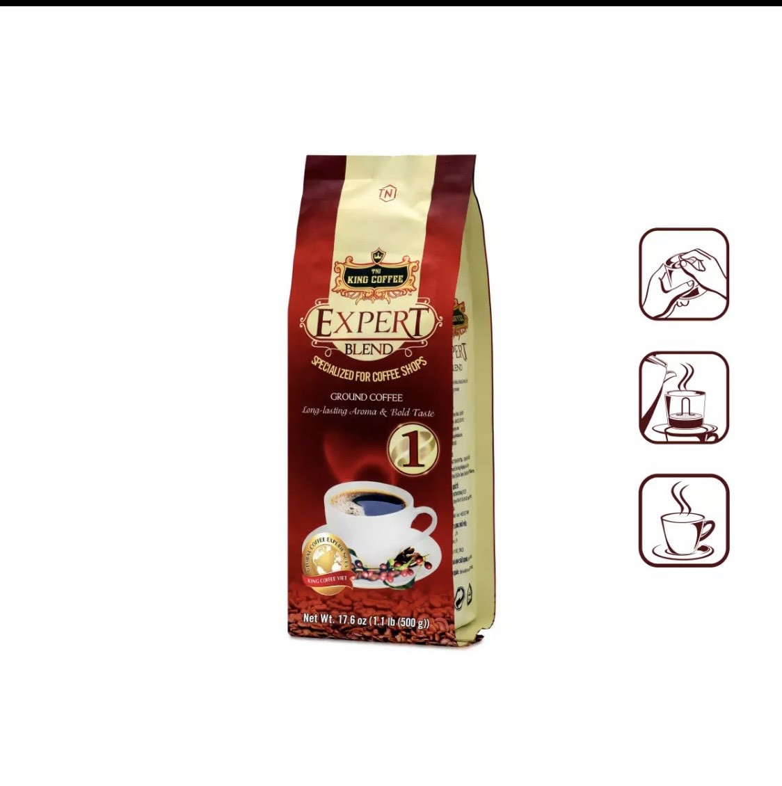 [HCM] Cà Phê Rang Xay EXPERT BLEND 1 KING COFFEE Gói 500GR SHOP EUDORA