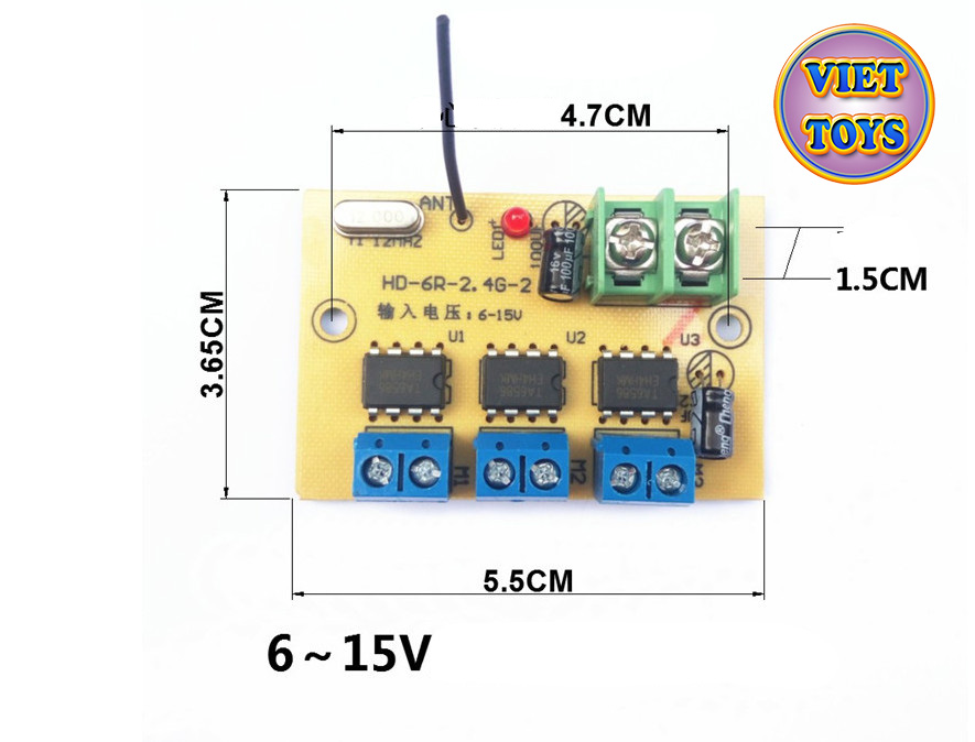 Tx +Rc Xe Ben 6 Kênh 2.4Ghz DC 6V - 15V
