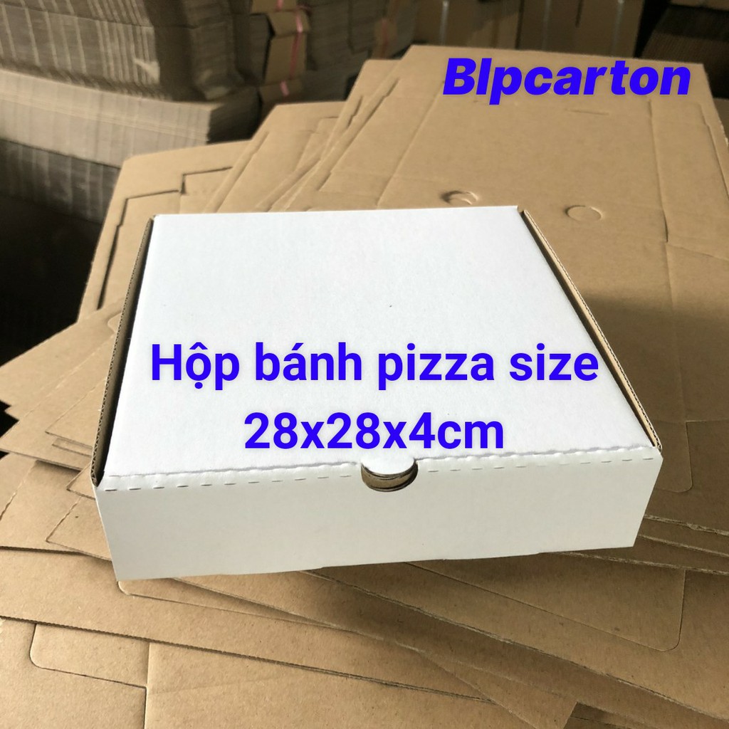 Hộp carton đựng bánh pizza size 28x28x4cm nhiều màu bộ 10 hộp