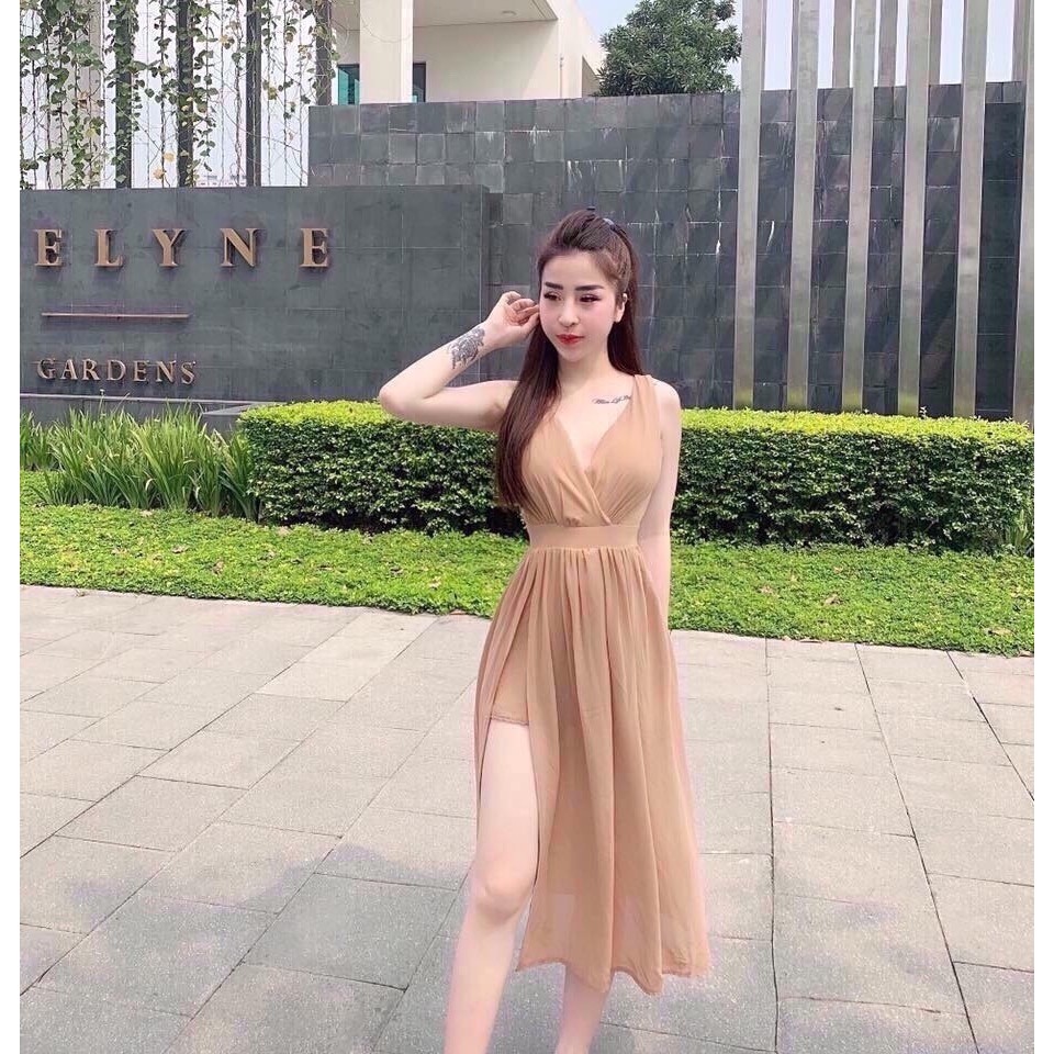 Đầm Maxi Đi Biển Dạo Chơi Chất Liệu Voan
