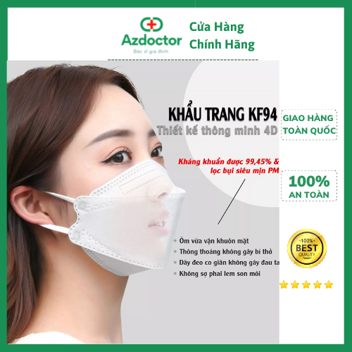[Gói 10c] Khẩu Trang Y Tế 4D Mask KF94  Vải không dệt 100% PP vải SMS cao cấp  Thanh nẹp mũi giúp định hình