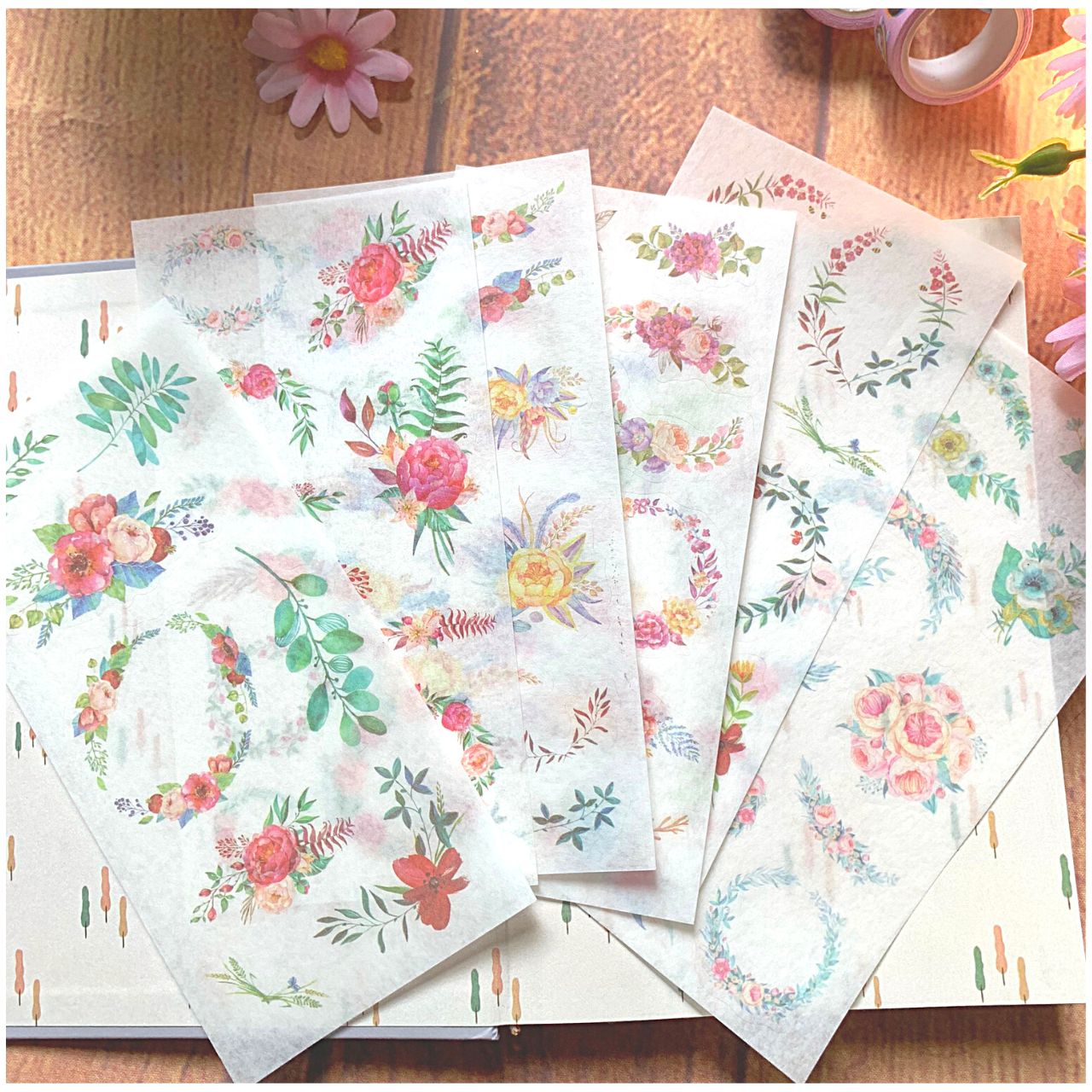 [HCM]Bộ 6 Tấm Sticker Dán Trang Trí - Vòng Hoa