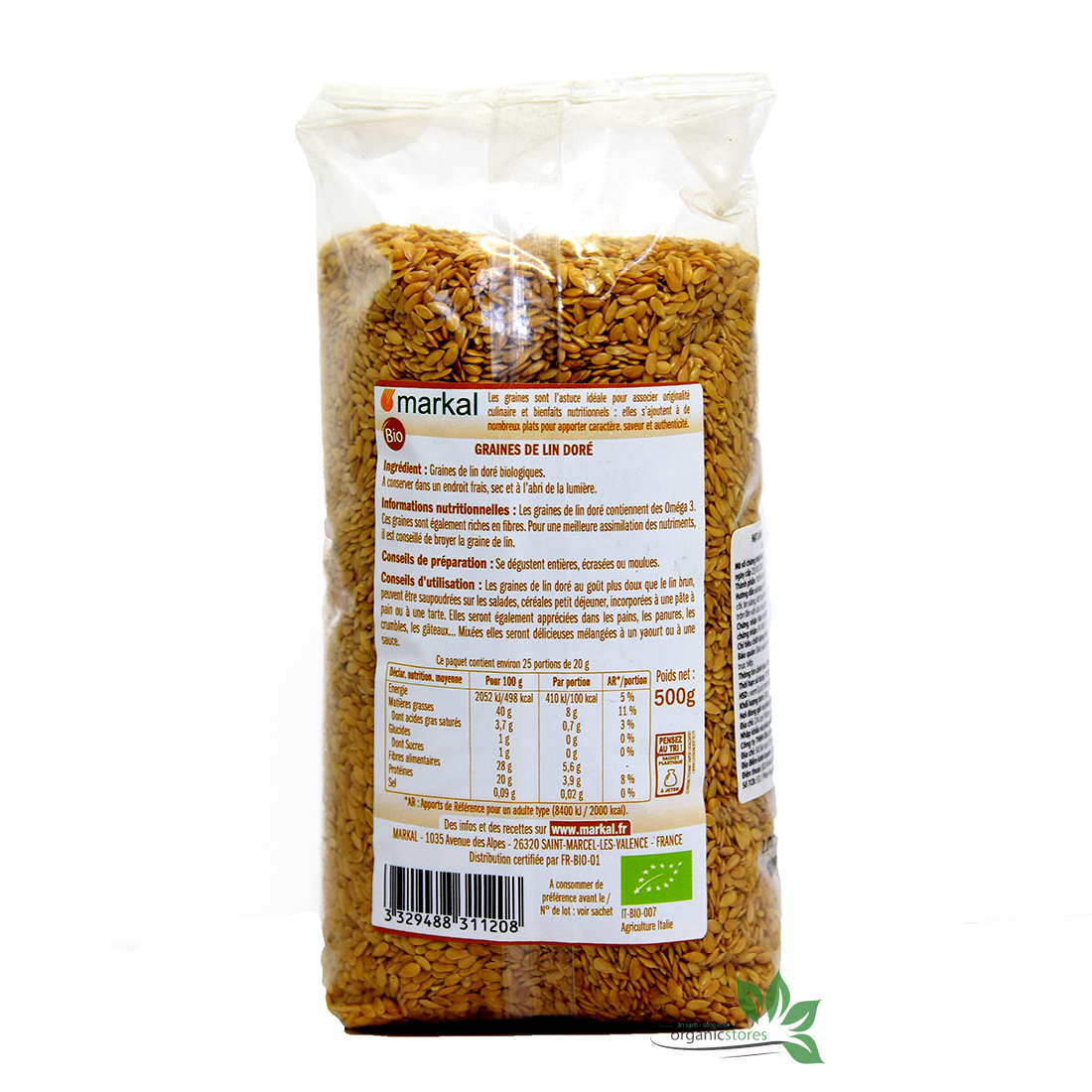 Flax seed yellow and brown organic MARKAL 500g