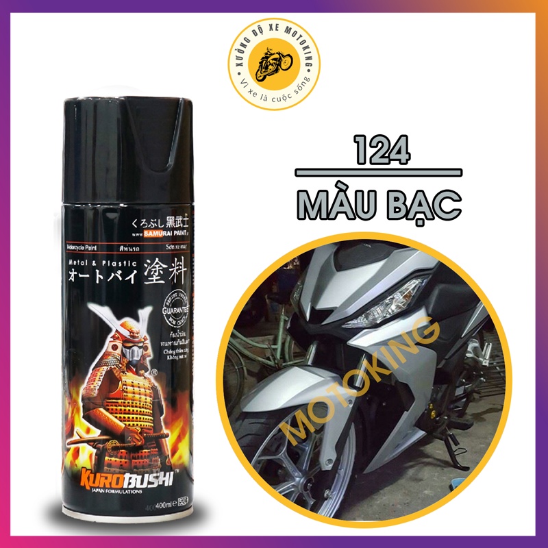 Sơn xịt Samurai m&agrave;u Bạc nền - 124