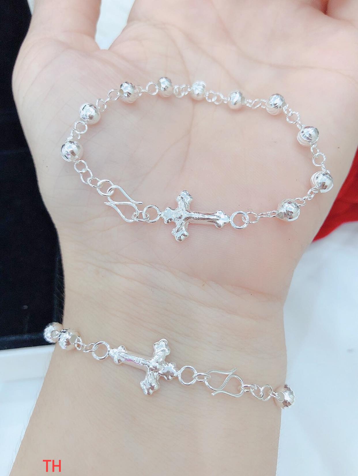 Lắc tay thánh giá bạc ta - mân côi
