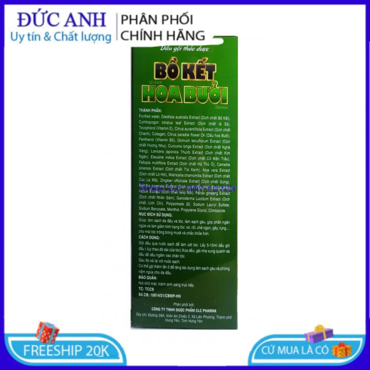 Dầu gội thảo dược bồ kết sả chanh  (Chai 300ml)