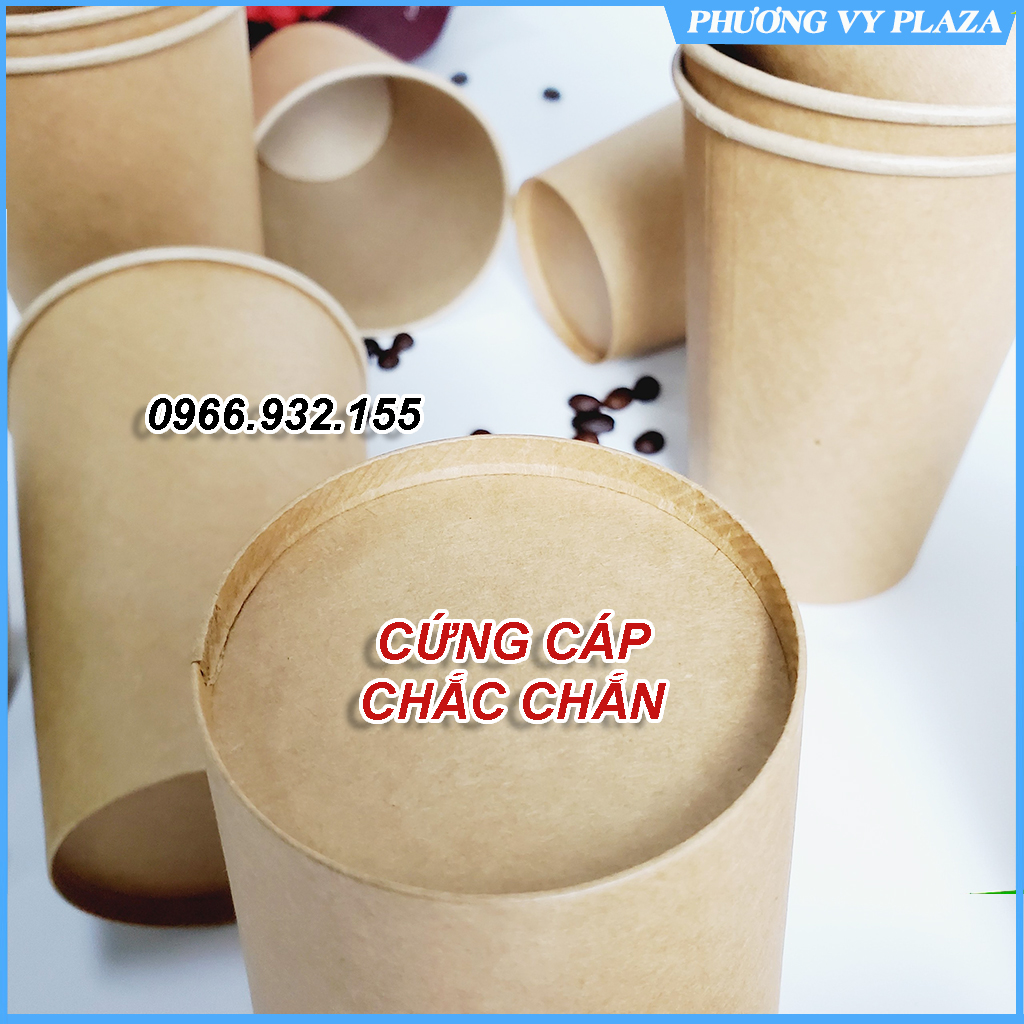 Set 50 chiếc cốc giấy nâu trơn 480ml - 16oz