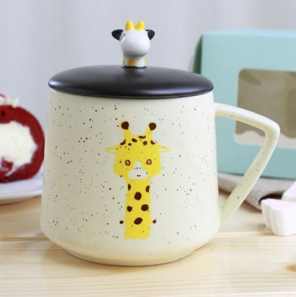 Ly sứ nắp Nai Hàn Quốc 500ML