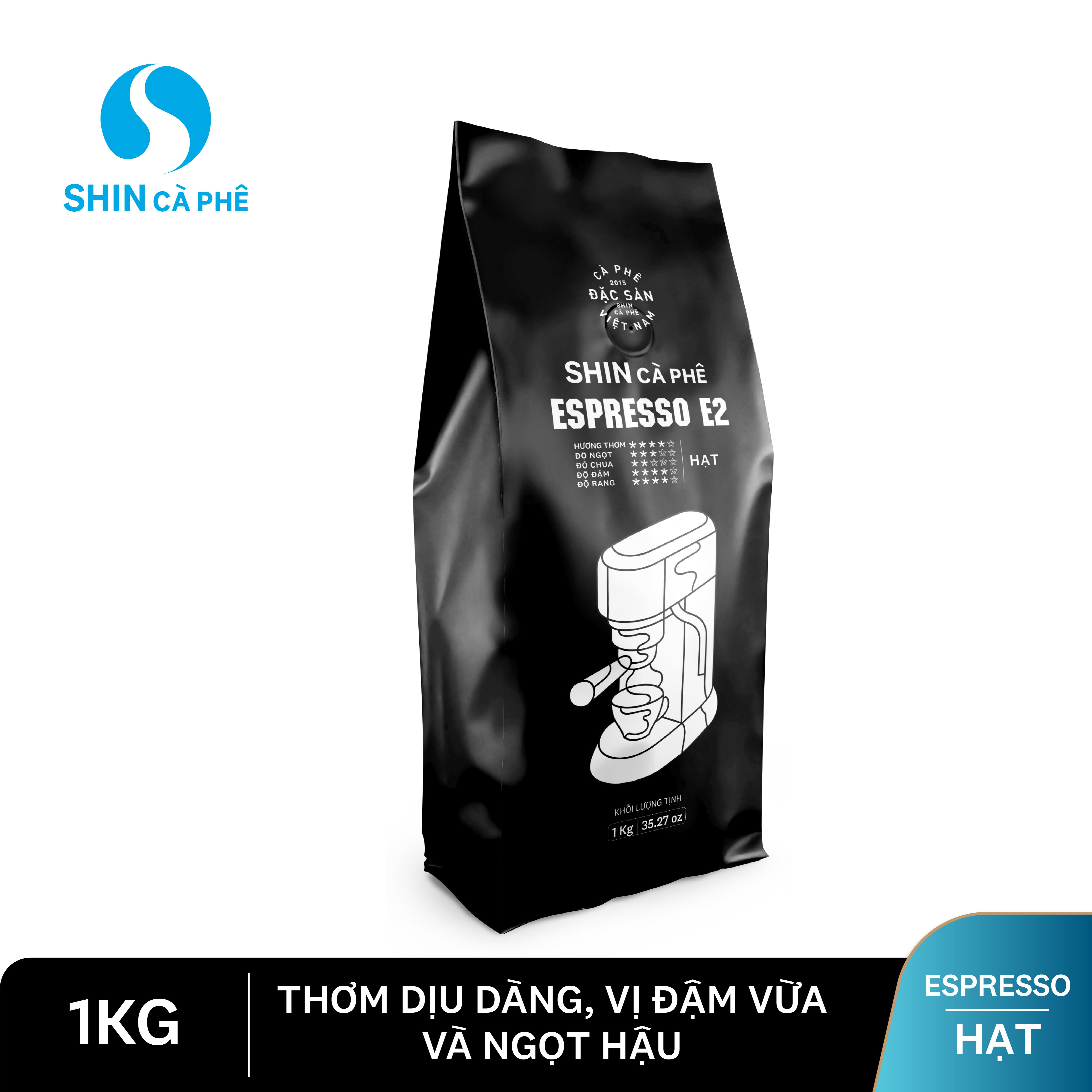 Espresso Coffee E2 - Shin Coffee - Machine-Brewed Coffee - 1kg Package