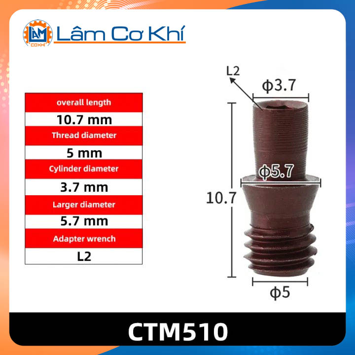 Ốc vít giữ chíp 2 mặt trên cán dao tiện CNC