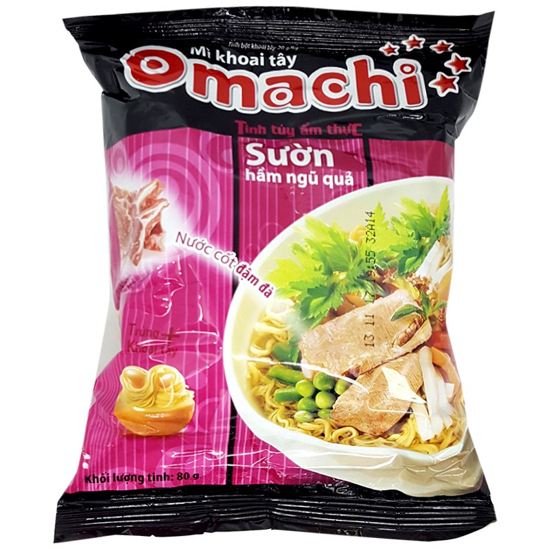 ( 10 gói ) Mì Omachi sườn + bò hầm 80G