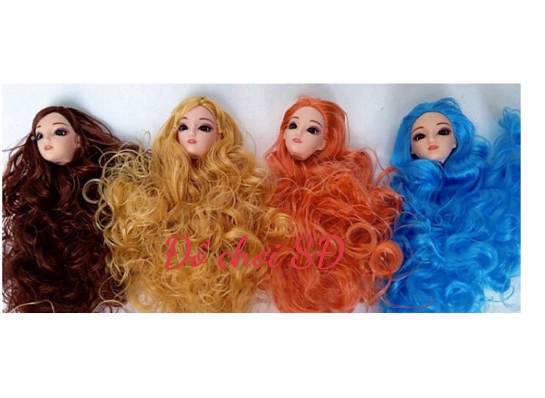 ĐẦU BÚP BÊ TÓC DÀI ĐẾN CHÂN - TÓC XOĂN - phụ kiện búp bê 30cm