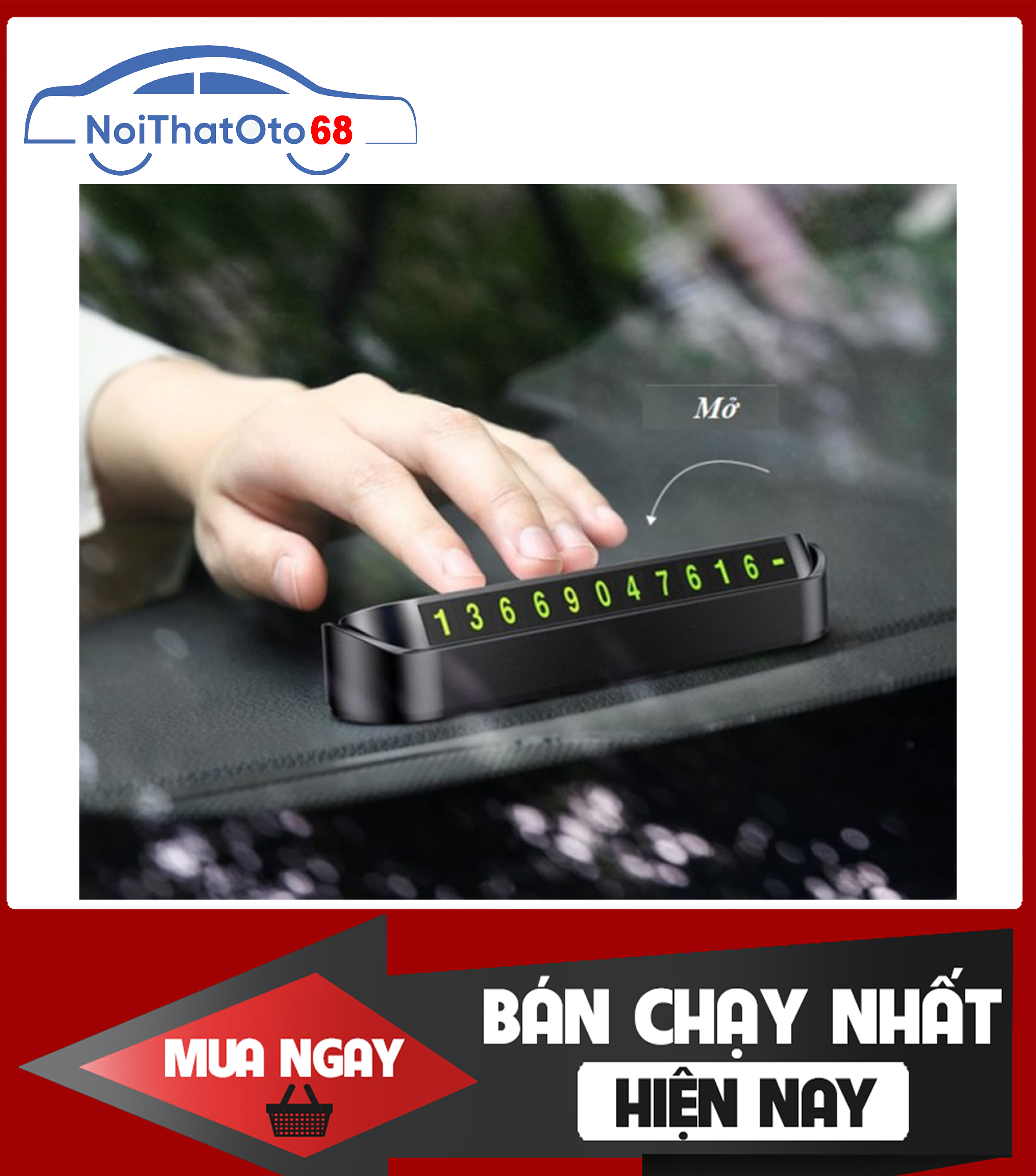 Bảng Ghi Số Điện Thoại oto, thẻ đỗ xe hiển thị số điện thoại gắn Taplo xe hơi, oto tiện lợi