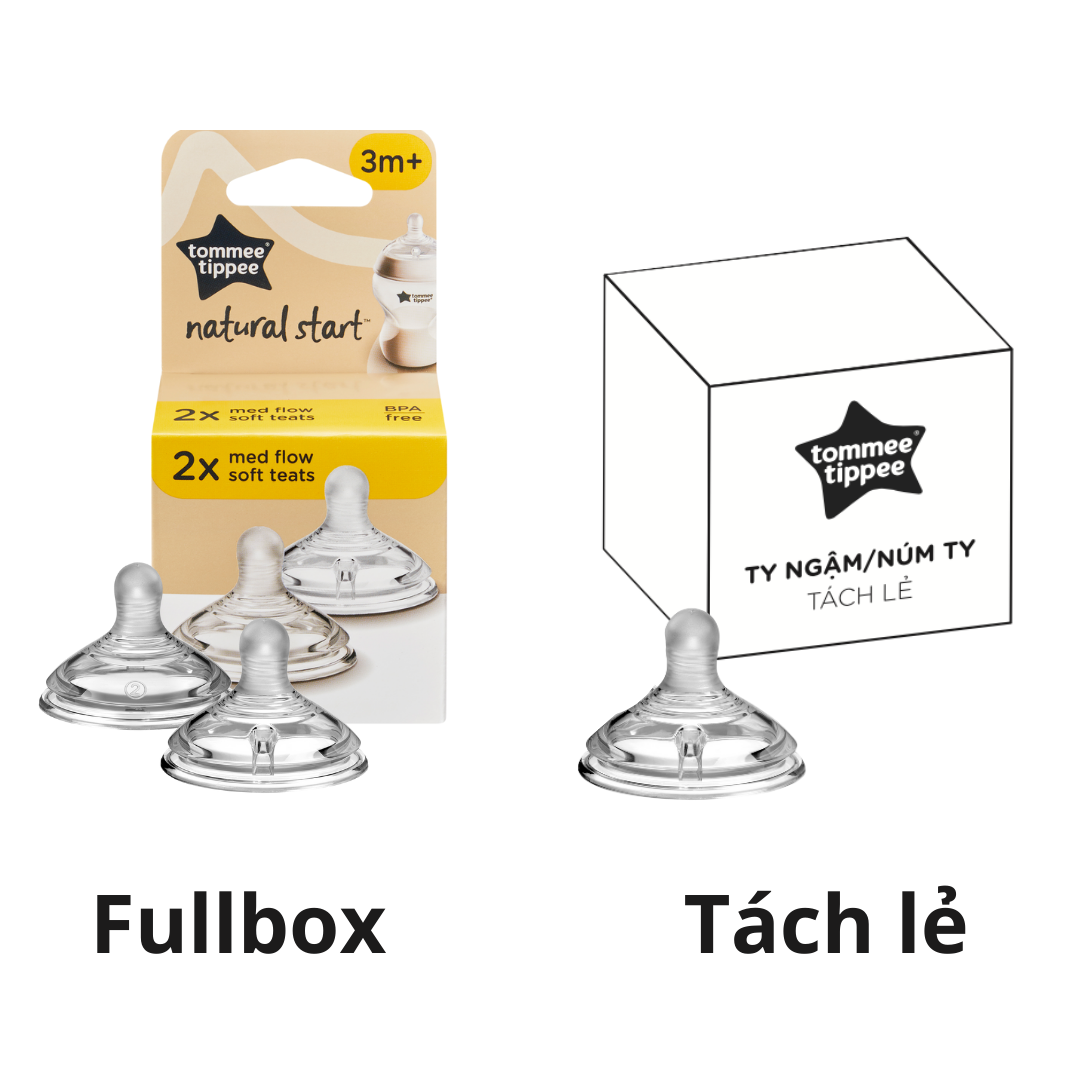 Núm ty silicon siêu mềm tự nhiên cho bé Tommee Tippee Natural Start Medium Flow 3-6 tháng (vỉ đôi, tách lẻ)