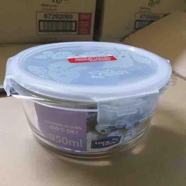 [HCM]Hộp thuỷ tinh Lock & Lock 950ml nắp trắng