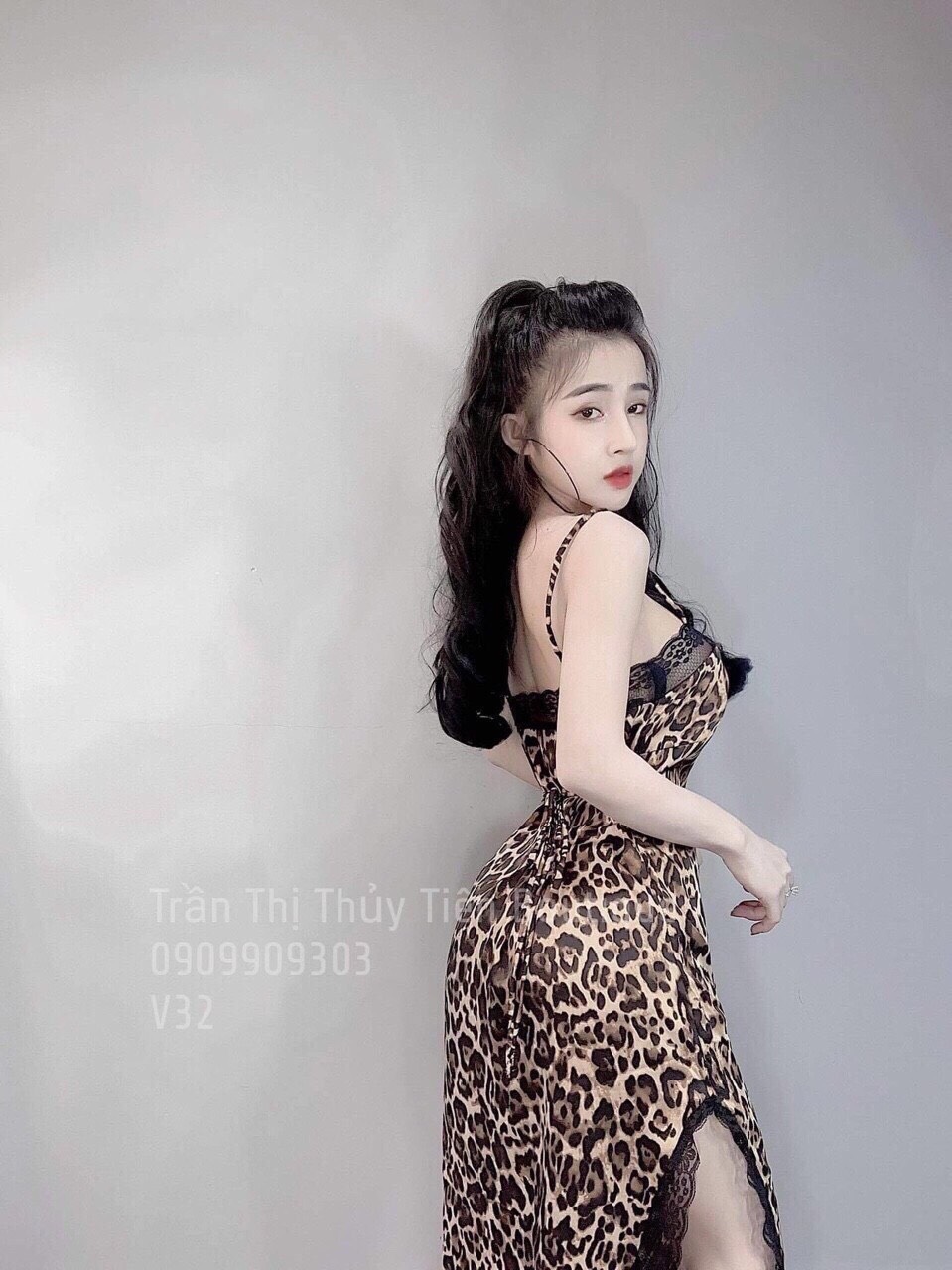 Đầm body 2 dây ren beo xẻ đùi-MTB