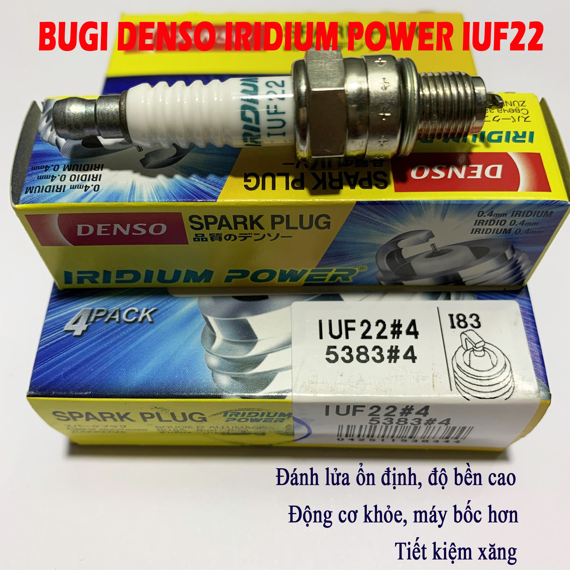 Bugi bạch kim cho Wave Alpha - DENSO IRIDIUM POWER IUF22