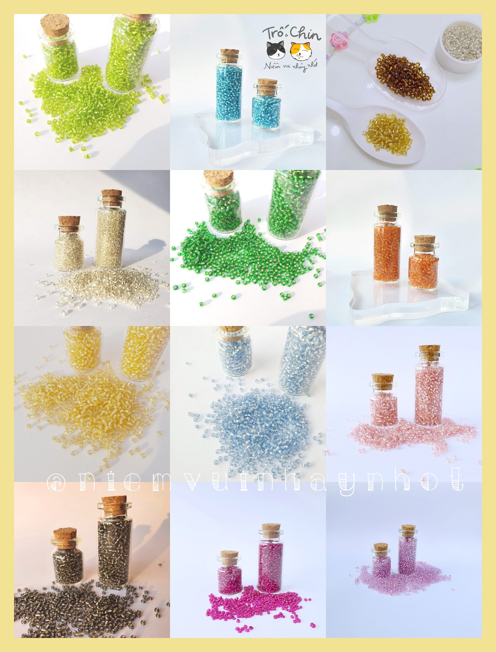 [Ảnh thật] Hạt cườm lõi bạc 2mm làm đồ thủ công