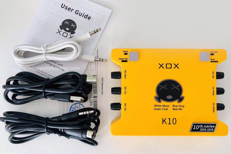 Bảng giá Soundcard thu âm livestream XOX k10 2020 bản tiếng anh- bản mới nhất nâng cấp IC không bị rè kèm dây live dây nguồn và dây lấy nhạc Phong Vũ