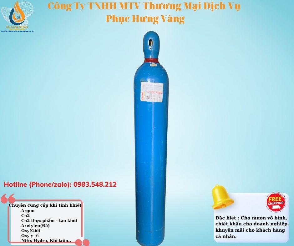 Bình khí Argon 14 LÍT - Gồm Bình Đã Bơm Đầy Khí