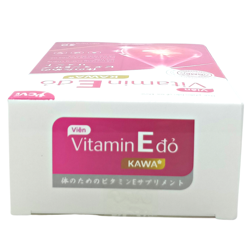 Vitamin E đỏ KAWA* - Giúp làm đẹp da, sáng da, chống lão hóa, sạm da (Hộp 30 viên)