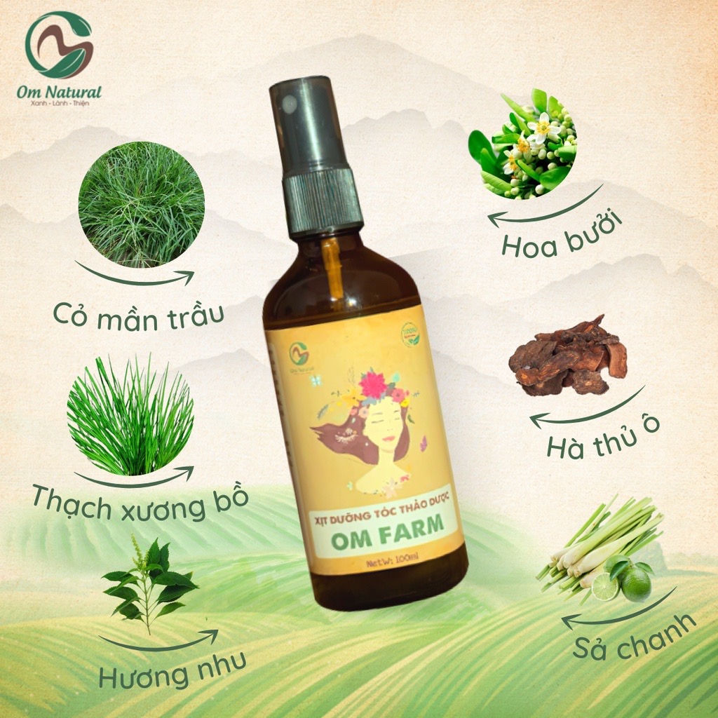 Tinh chất dưỡng tóc Bưởi Thảo dược Om farm 100ml